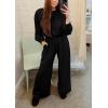 imagePRETTYGARDEN Womens Fall One Piece Jumpsuits Dressy Casual Long Sleeve Elastic Waist Pockets Wide Leg Long Pants RompersBlack
