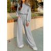imagePRETTYGARDEN Womens Fall One Piece Jumpsuits Dressy Casual Long Sleeve Elastic Waist Pockets Wide Leg Long Pants RompersGrey