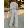 imagePRETTYGARDEN Womens Fall One Piece Jumpsuits Dressy Casual Long Sleeve Elastic Waist Pockets Wide Leg Long Pants RompersGrey