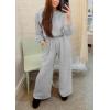 imagePRETTYGARDEN Womens Fall One Piece Jumpsuits Dressy Casual Long Sleeve Elastic Waist Pockets Wide Leg Long Pants RompersGrey