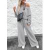 imagePRETTYGARDEN Womens Fall One Piece Jumpsuits Dressy Casual Long Sleeve Elastic Waist Pockets Wide Leg Long Pants RompersGrey