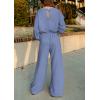 imagePRETTYGARDEN Womens Fall One Piece Jumpsuits Dressy Casual Long Sleeve Elastic Waist Pockets Wide Leg Long Pants RompersGrey Blue