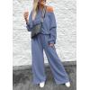 imagePRETTYGARDEN Womens Fall One Piece Jumpsuits Dressy Casual Long Sleeve Elastic Waist Pockets Wide Leg Long Pants RompersGrey Blue