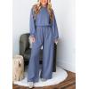 imagePRETTYGARDEN Womens Fall One Piece Jumpsuits Dressy Casual Long Sleeve Elastic Waist Pockets Wide Leg Long Pants RompersGrey Blue