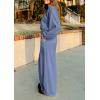 imagePRETTYGARDEN Womens Fall One Piece Jumpsuits Dressy Casual Long Sleeve Elastic Waist Pockets Wide Leg Long Pants RompersGrey Blue