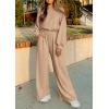 imagePRETTYGARDEN Womens Fall One Piece Jumpsuits Dressy Casual Long Sleeve Elastic Waist Pockets Wide Leg Long Pants RompersKhaki
