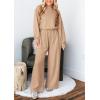 imagePRETTYGARDEN Womens Fall One Piece Jumpsuits Dressy Casual Long Sleeve Elastic Waist Pockets Wide Leg Long Pants RompersKhaki
