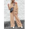 imagePRETTYGARDEN Womens Fall One Piece Jumpsuits Dressy Casual Long Sleeve Elastic Waist Pockets Wide Leg Long Pants RompersKhaki