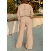 imagePRETTYGARDEN Womens Fall One Piece Jumpsuits Dressy Casual Long Sleeve Elastic Waist Pockets Wide Leg Long Pants RompersKhaki