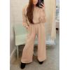 imagePRETTYGARDEN Womens Fall One Piece Jumpsuits Dressy Casual Long Sleeve Elastic Waist Pockets Wide Leg Long Pants RompersKhaki