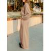 imagePRETTYGARDEN Womens Fall One Piece Jumpsuits Dressy Casual Long Sleeve Elastic Waist Pockets Wide Leg Long Pants RompersKhaki