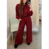 imagePRETTYGARDEN Womens Fall One Piece Jumpsuits Dressy Casual Long Sleeve Elastic Waist Pockets Wide Leg Long Pants RompersWine Red