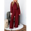 imagePRETTYGARDEN Womens Fall One Piece Jumpsuits Dressy Casual Long Sleeve Elastic Waist Pockets Wide Leg Long Pants RompersWine Red