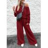 imagePRETTYGARDEN Womens Fall One Piece Jumpsuits Dressy Casual Long Sleeve Elastic Waist Pockets Wide Leg Long Pants RompersWine Red