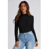 imagePRETTYGARDEN Womens Fall Y2K Going Out Crop Tops Long Sleeve Mock Neck Ruched Slim Fitted Basic Trendy Casual T Shirts BlouseBlack