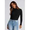 imagePRETTYGARDEN Womens Fall Y2K Going Out Crop Tops Long Sleeve Mock Neck Ruched Slim Fitted Basic Trendy Casual T Shirts BlouseBlack