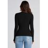 imagePRETTYGARDEN Womens Fall Y2K Going Out Crop Tops Long Sleeve Mock Neck Ruched Slim Fitted Basic Trendy Casual T Shirts BlouseBlack