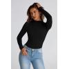 imagePRETTYGARDEN Womens Fall Y2K Going Out Crop Tops Long Sleeve Mock Neck Ruched Slim Fitted Basic Trendy Casual T Shirts BlouseBlack
