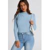 imagePRETTYGARDEN Womens Fall Y2K Going Out Crop Tops Long Sleeve Mock Neck Ruched Slim Fitted Basic Trendy Casual T Shirts BlouseBlue