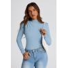 imagePRETTYGARDEN Womens Fall Y2K Going Out Crop Tops Long Sleeve Mock Neck Ruched Slim Fitted Basic Trendy Casual T Shirts BlouseBlue