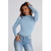 imagePRETTYGARDEN Womens Fall Y2K Going Out Crop Tops Long Sleeve Mock Neck Ruched Slim Fitted Basic Trendy Casual T Shirts BlouseBlue