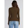 imagePRETTYGARDEN Womens Fall Y2K Going Out Crop Tops Long Sleeve Mock Neck Ruched Slim Fitted Basic Trendy Casual T Shirts BlouseCoffee