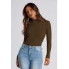 imagePRETTYGARDEN Womens Fall Y2K Going Out Crop Tops Long Sleeve Mock Neck Ruched Slim Fitted Basic Trendy Casual T Shirts BlouseCoffee
