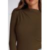 imagePRETTYGARDEN Womens Fall Y2K Going Out Crop Tops Long Sleeve Mock Neck Ruched Slim Fitted Basic Trendy Casual T Shirts BlouseCoffee