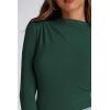 imagePRETTYGARDEN Womens Fall Y2K Going Out Crop Tops Long Sleeve Mock Neck Ruched Slim Fitted Basic Trendy Casual T Shirts BlouseDark Green