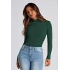 imagePRETTYGARDEN Womens Fall Y2K Going Out Crop Tops Long Sleeve Mock Neck Ruched Slim Fitted Basic Trendy Casual T Shirts BlouseDark Green