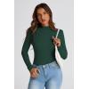 imagePRETTYGARDEN Womens Fall Y2K Going Out Crop Tops Long Sleeve Mock Neck Ruched Slim Fitted Basic Trendy Casual T Shirts BlouseDark Green