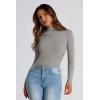 imagePRETTYGARDEN Womens Fall Y2K Going Out Crop Tops Long Sleeve Mock Neck Ruched Slim Fitted Basic Trendy Casual T Shirts BlouseGrey