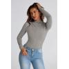 imagePRETTYGARDEN Womens Fall Y2K Going Out Crop Tops Long Sleeve Mock Neck Ruched Slim Fitted Basic Trendy Casual T Shirts BlouseGrey