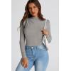 imagePRETTYGARDEN Womens Fall Y2K Going Out Crop Tops Long Sleeve Mock Neck Ruched Slim Fitted Basic Trendy Casual T Shirts BlouseGrey
