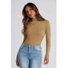 imagePRETTYGARDEN Womens Fall Y2K Going Out Crop Tops Long Sleeve Mock Neck Ruched Slim Fitted Basic Trendy Casual T Shirts BlouseKhaki