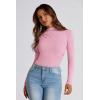 imagePRETTYGARDEN Womens Fall Y2K Going Out Crop Tops Long Sleeve Mock Neck Ruched Slim Fitted Basic Trendy Casual T Shirts BlousePink