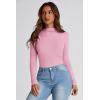 imagePRETTYGARDEN Womens Fall Y2K Going Out Crop Tops Long Sleeve Mock Neck Ruched Slim Fitted Basic Trendy Casual T Shirts BlousePink
