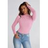 imagePRETTYGARDEN Womens Fall Y2K Going Out Crop Tops Long Sleeve Mock Neck Ruched Slim Fitted Basic Trendy Casual T Shirts BlousePink