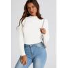 imagePRETTYGARDEN Womens Fall Y2K Going Out Crop Tops Long Sleeve Mock Neck Ruched Slim Fitted Basic Trendy Casual T Shirts BlouseWhite