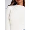 imagePRETTYGARDEN Womens Fall Y2K Going Out Crop Tops Long Sleeve Mock Neck Ruched Slim Fitted Basic Trendy Casual T Shirts BlouseWhite