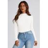 imagePRETTYGARDEN Womens Fall Y2K Going Out Crop Tops Long Sleeve Mock Neck Ruched Slim Fitted Basic Trendy Casual T Shirts BlouseWhite