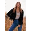 imagePRETTYGARDEN Womens Faux Suede Leather Jackets Tassel Motorcycle Cropped Coats 2025 Fashion ClothesBlack