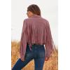 imagePRETTYGARDEN Womens Faux Suede Leather Jackets Tassel Motorcycle Cropped Coats 2025 Fashion ClothesDark Pink