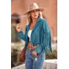 imagePRETTYGARDEN Womens Faux Suede Leather Jackets Tassel Motorcycle Cropped Coats 2025 Fashion ClothesLake Blue