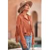 imagePRETTYGARDEN Womens Faux Suede Leather Jackets Tassel Motorcycle Cropped Coats 2025 Fashion ClothesOrange