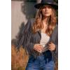 imagePRETTYGARDEN Womens Faux Suede Leather Jackets Tassel Motorcycle Cropped Coats 2025 Fashion ClothesSilver Grey