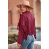 imagePRETTYGARDEN Womens Faux Suede Leather Jackets Tassel Motorcycle Cropped Coats 2025 Fashion ClothesWine Red