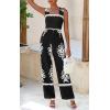 imagePRETTYGARDEN Womens Jumpsuit Casual One Piece Boho Summer Outfits Shirred Strap Wide Leg Long Pants Rompers With PocketsBlack White Flower