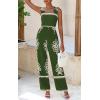 imagePRETTYGARDEN Womens Jumpsuit Casual One Piece Boho Summer Outfits Shirred Strap Wide Leg Long Pants Rompers With PocketsGreen Apricot Flower
