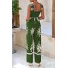 imagePRETTYGARDEN Womens Jumpsuit Casual One Piece Boho Summer Outfits Shirred Strap Wide Leg Long Pants Rompers With PocketsGreen Apricot Flower